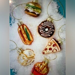 ❤️ ANTHROPOLOGIE MINI JUNK FOOD GLASS ORNAMENTS, SET OF 6 New